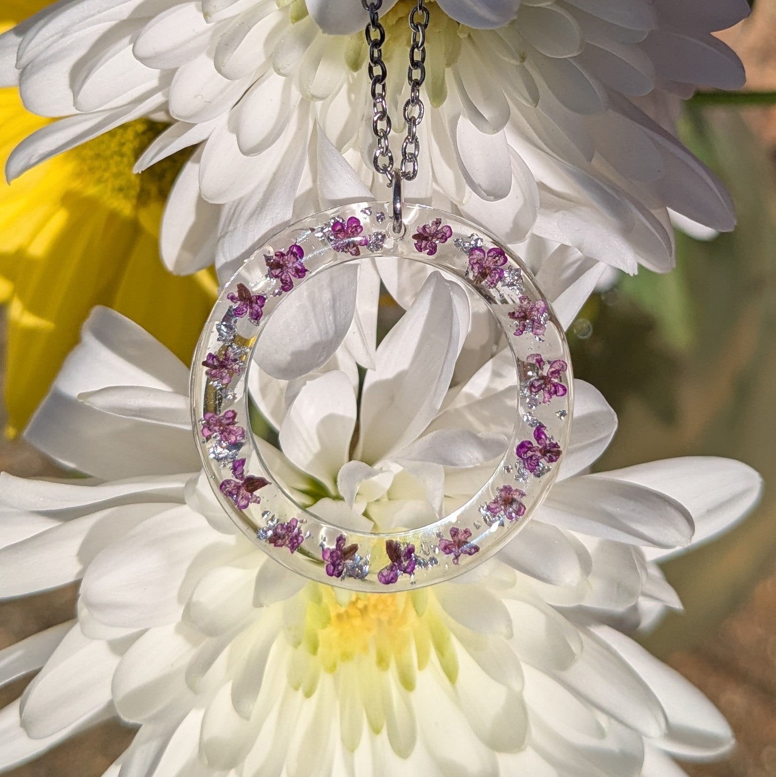 Queen Anne lace petal necklace