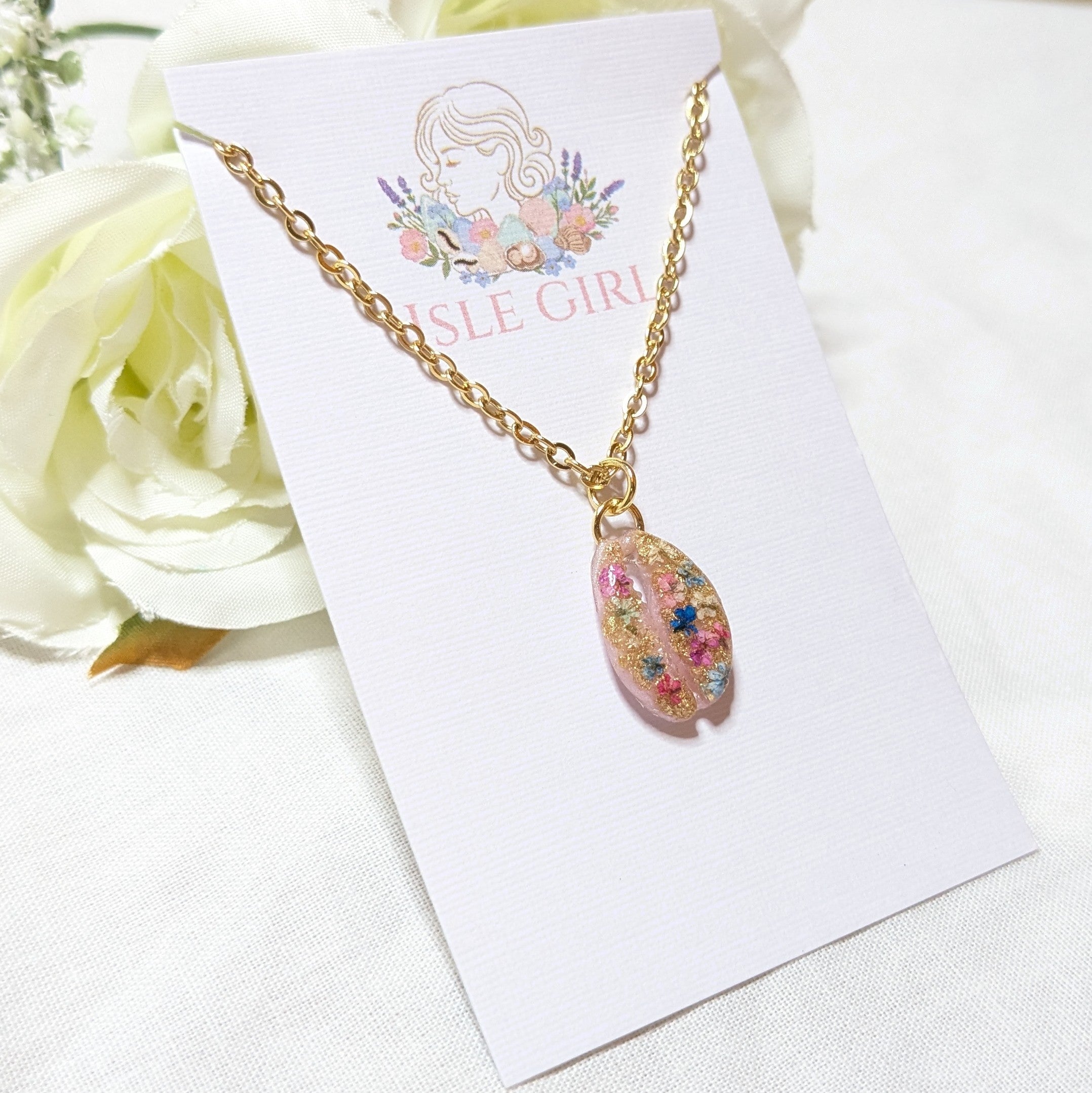 Cowrie shell flower necklace