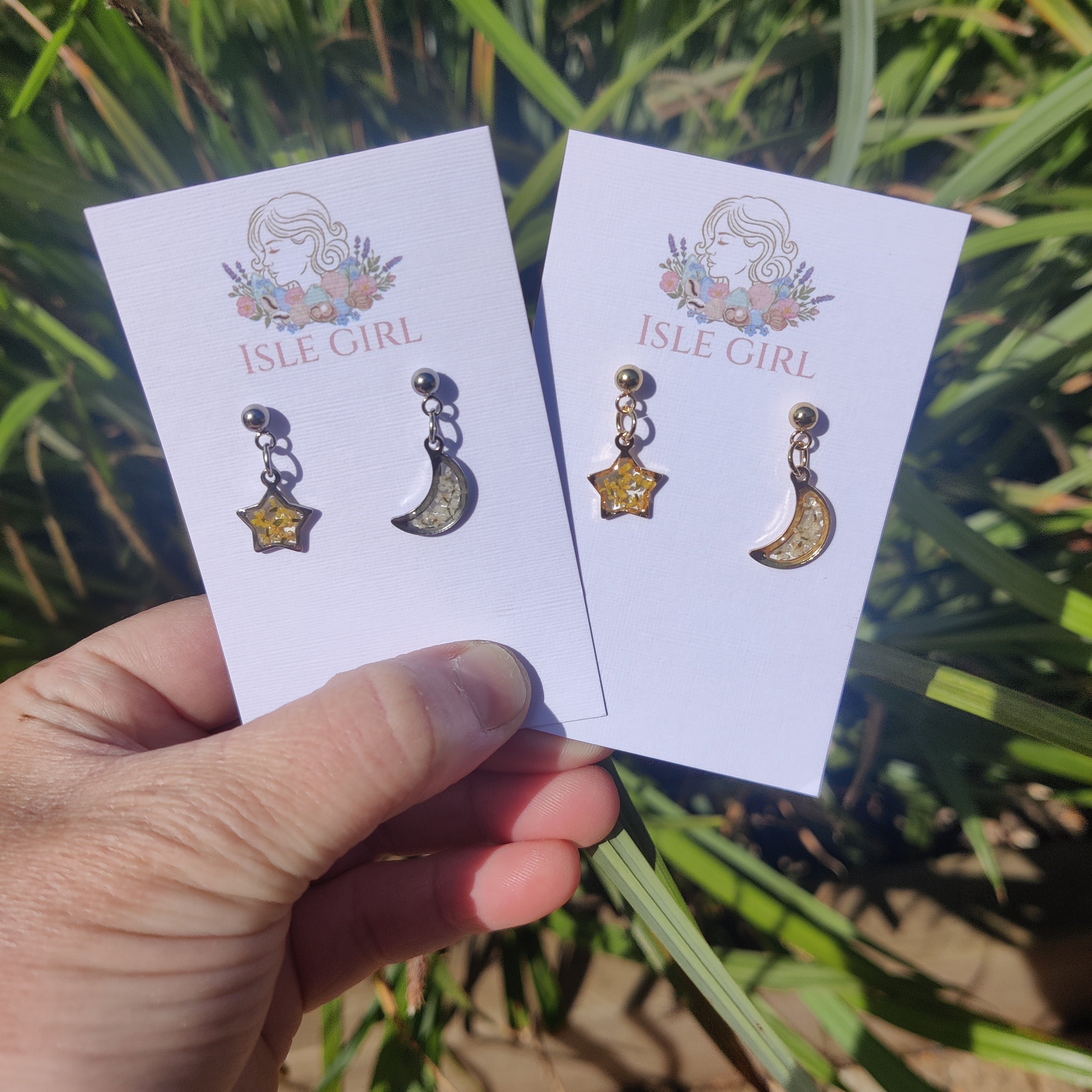 Moon and star earrings