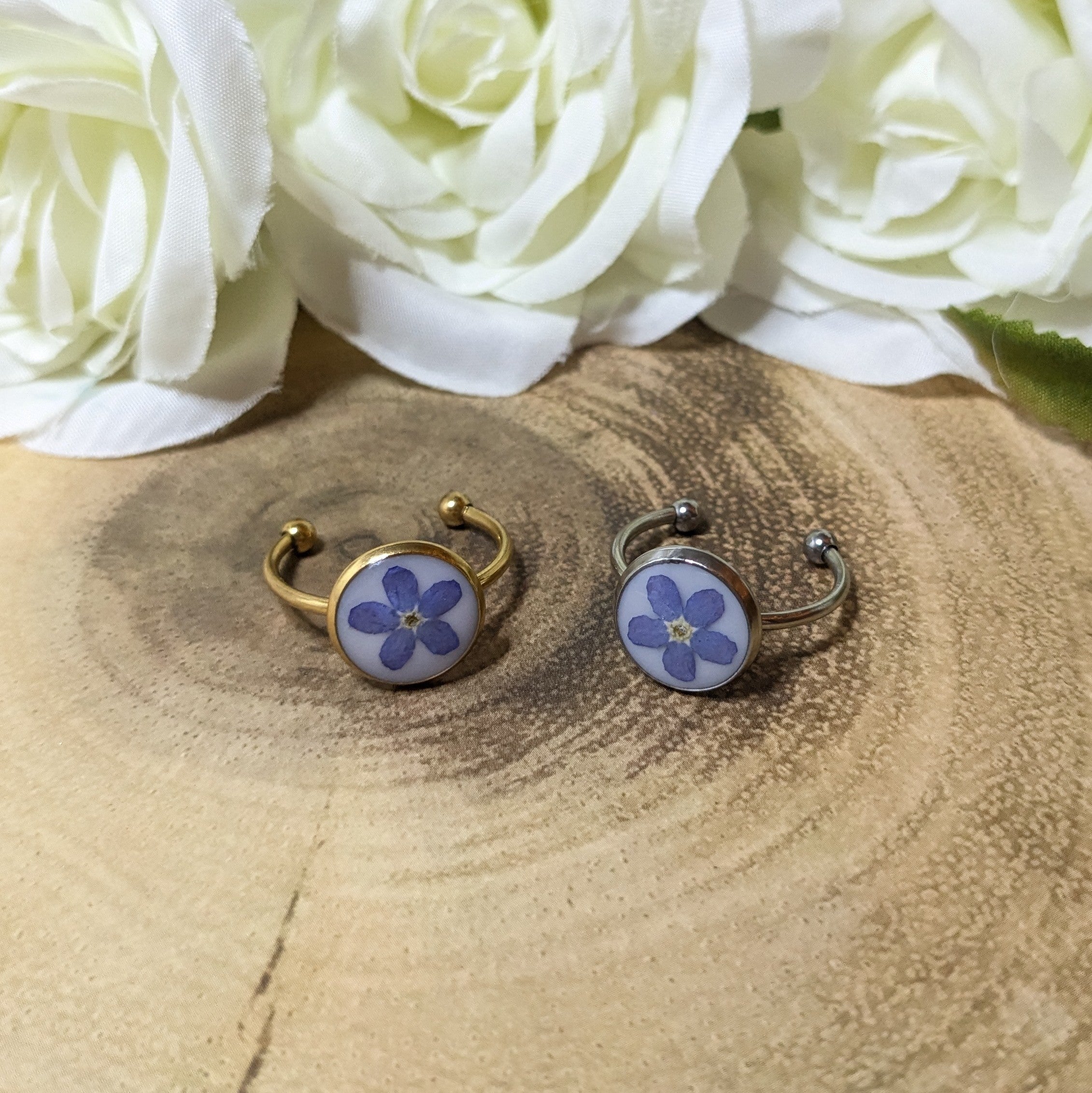 Forget me not adjustable cuff ring