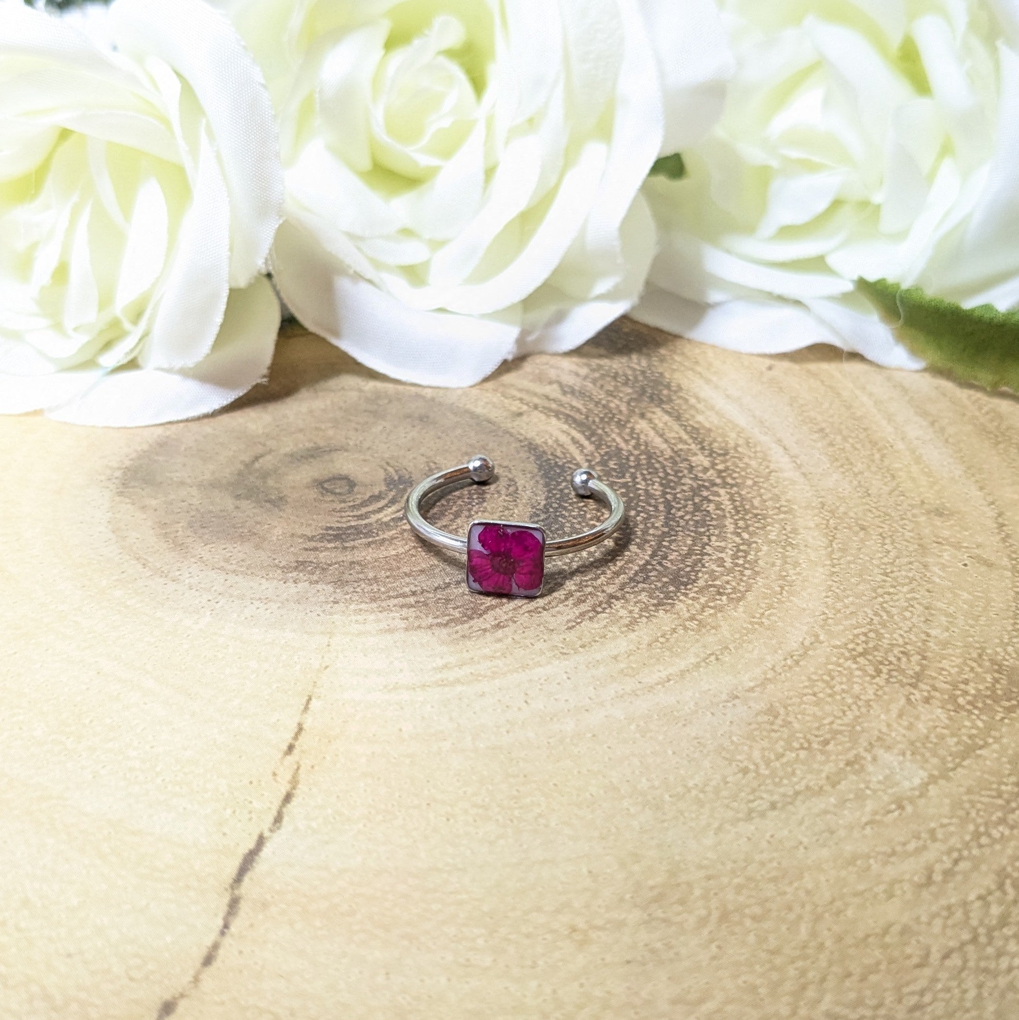 Flower blossom adjustable cuff ring