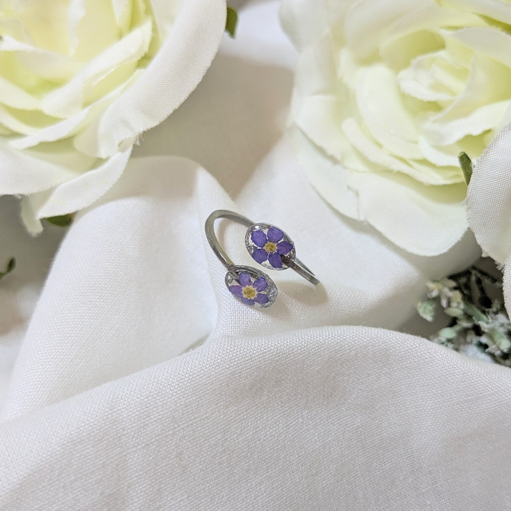 Handcrafted forget me not ring