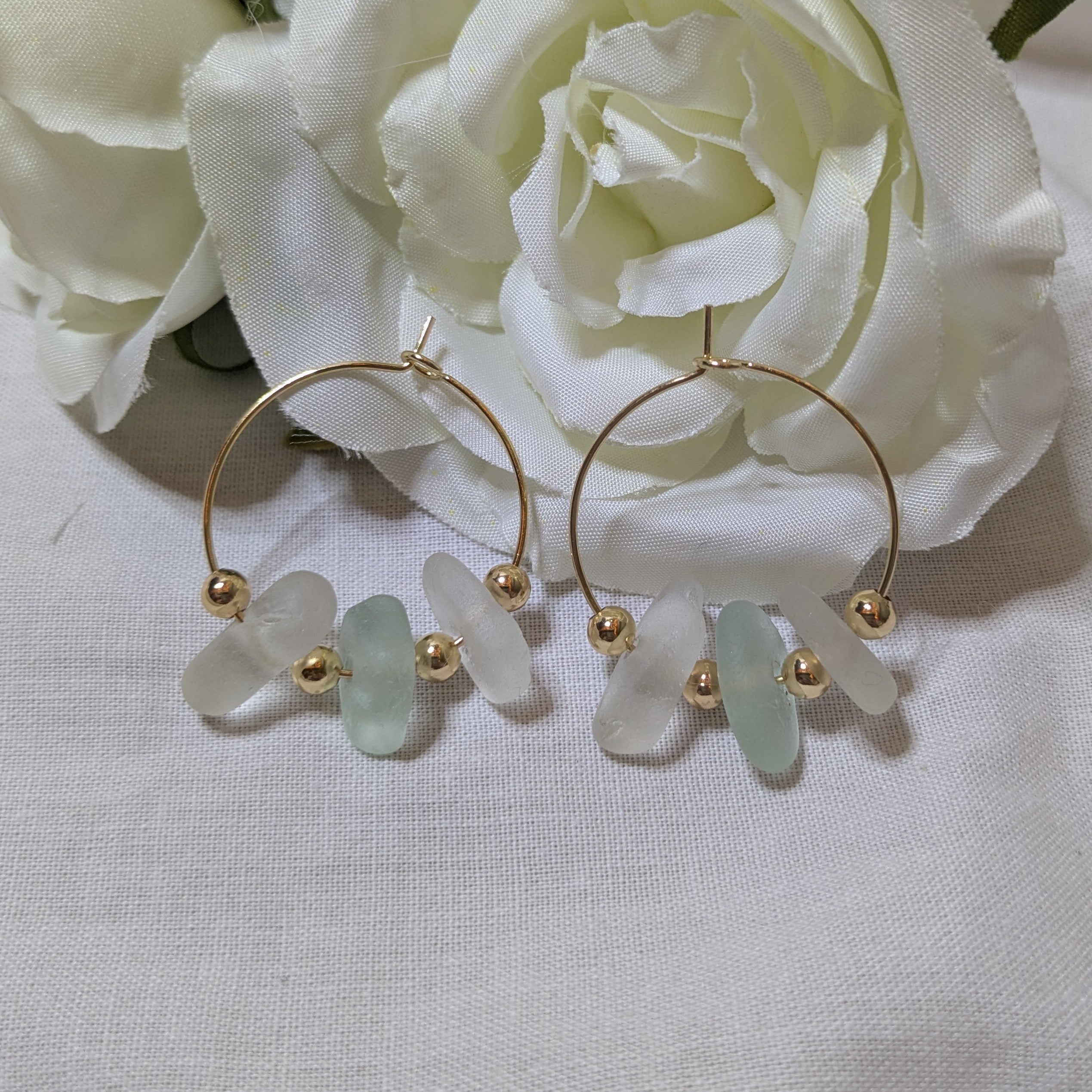 Isle of Wight sea glass hoop earrings