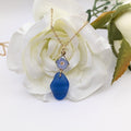 Cobalt blue sea glass and forget me not necklace