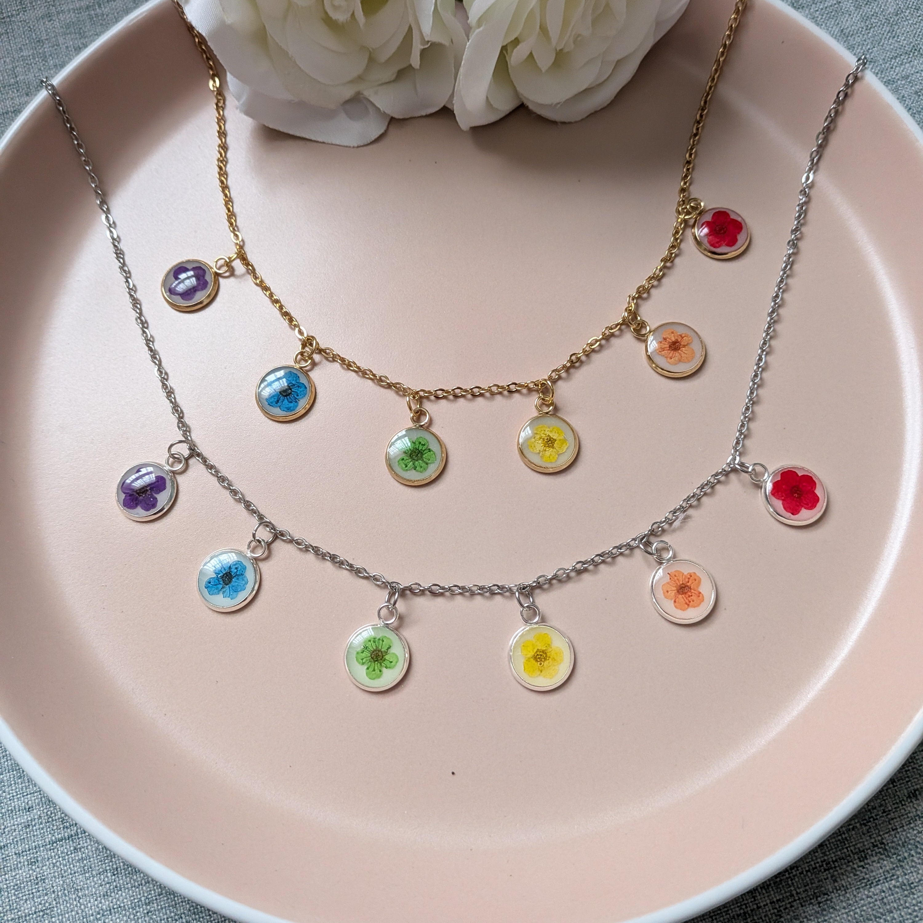 Rainbow blossom necklace