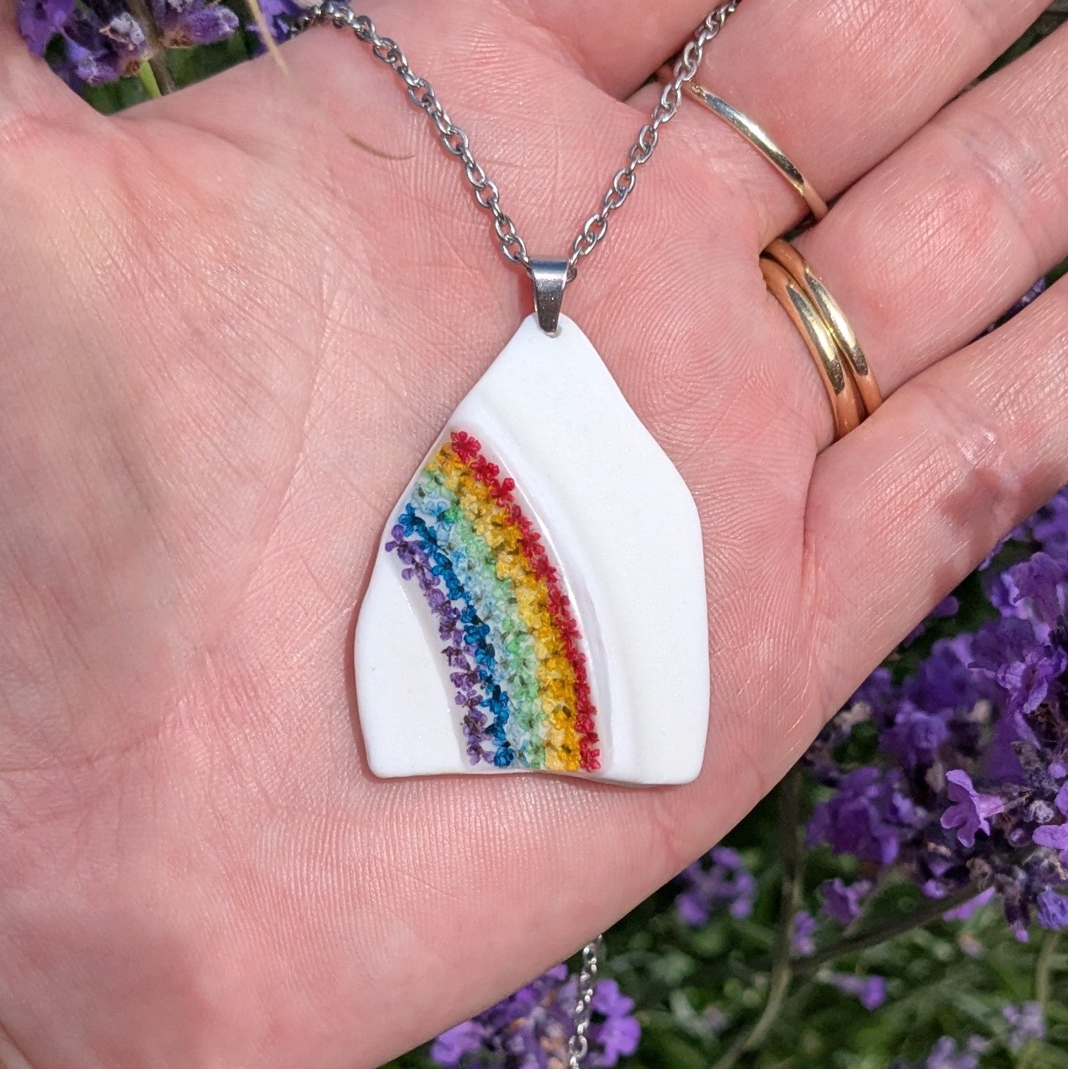 Rainbow sea pottery necklace