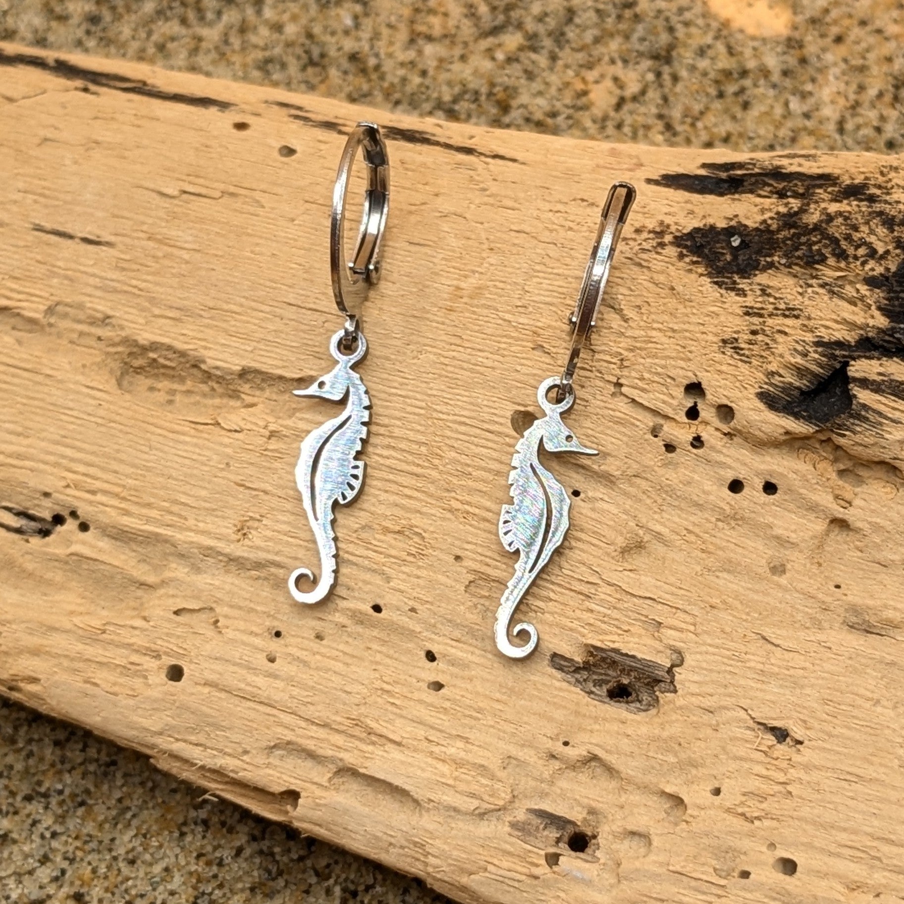 Seahorse kisses Huggies earrings (Silver)