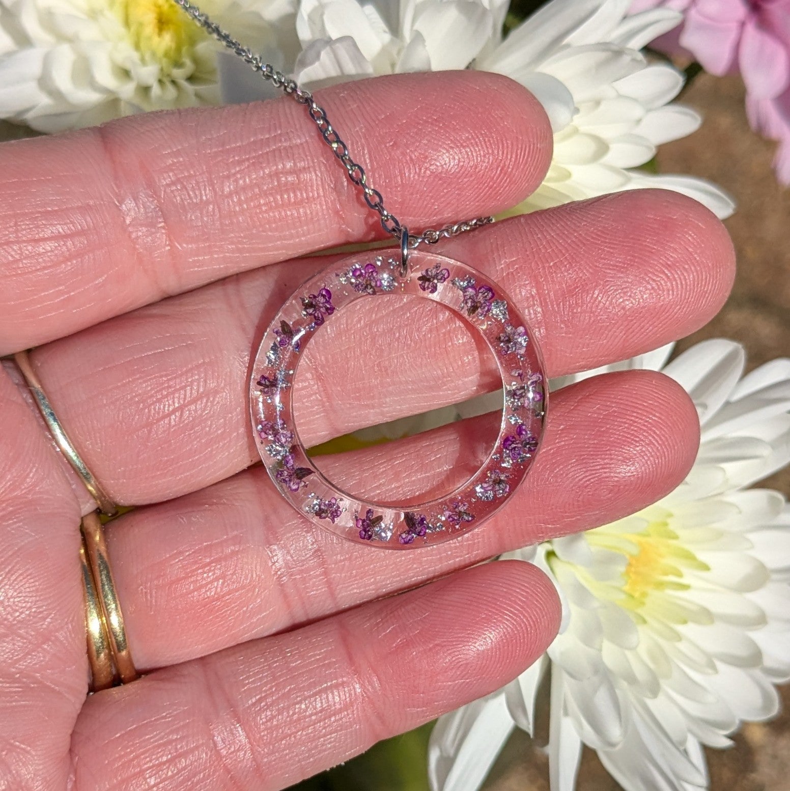 Queen Anne lace petal necklace