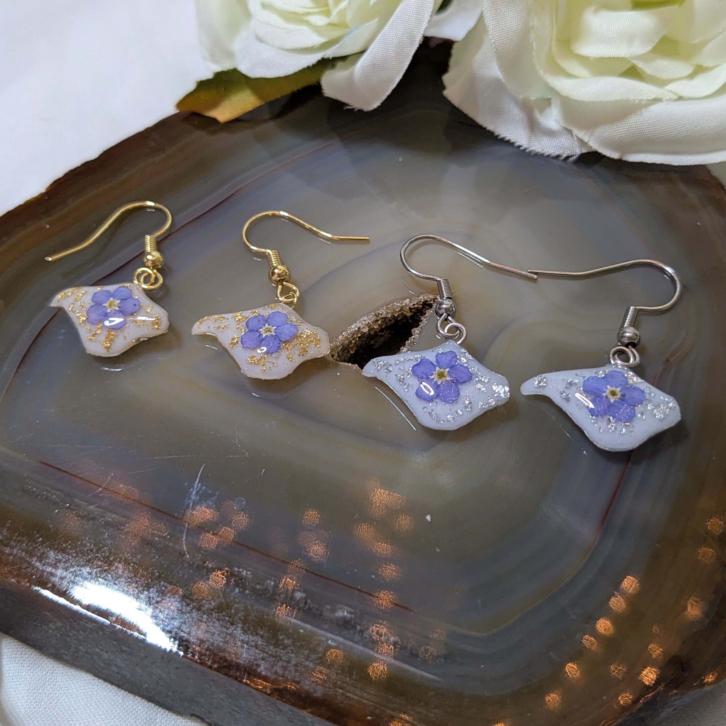 Isle of Wight forget me not dangle earrings