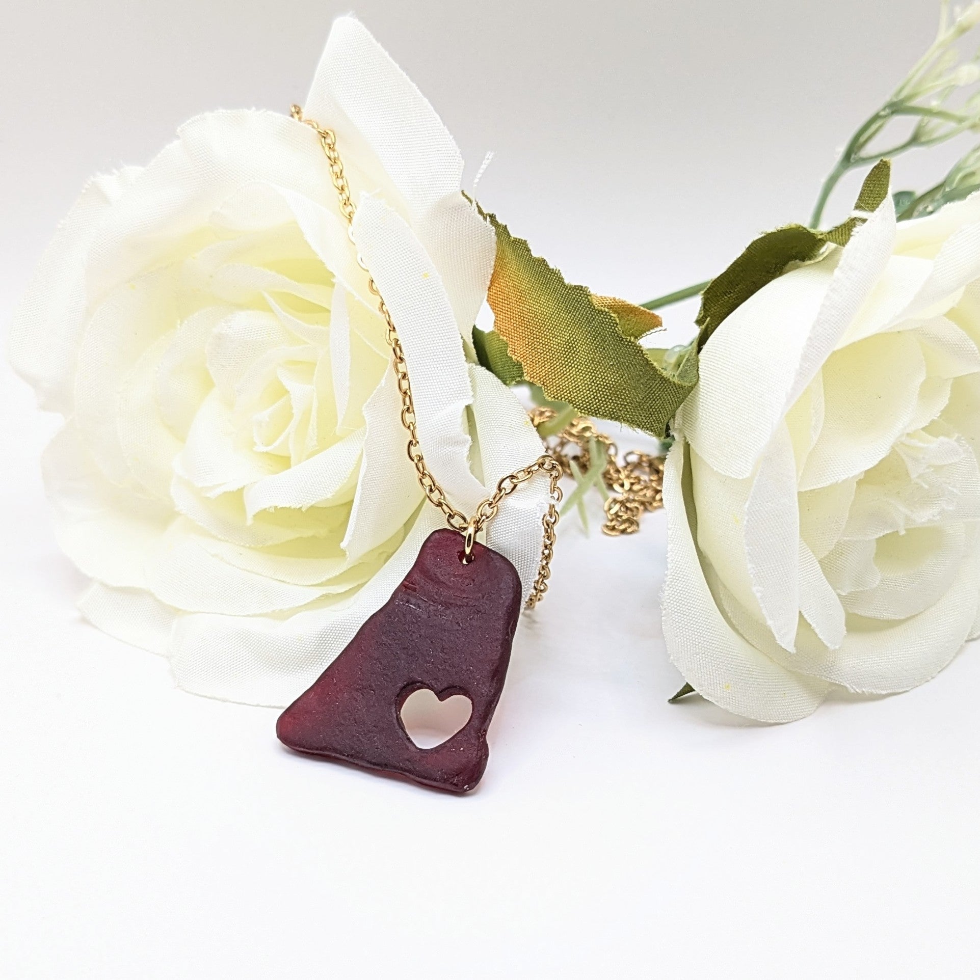 Rare deep red sea glass necklace