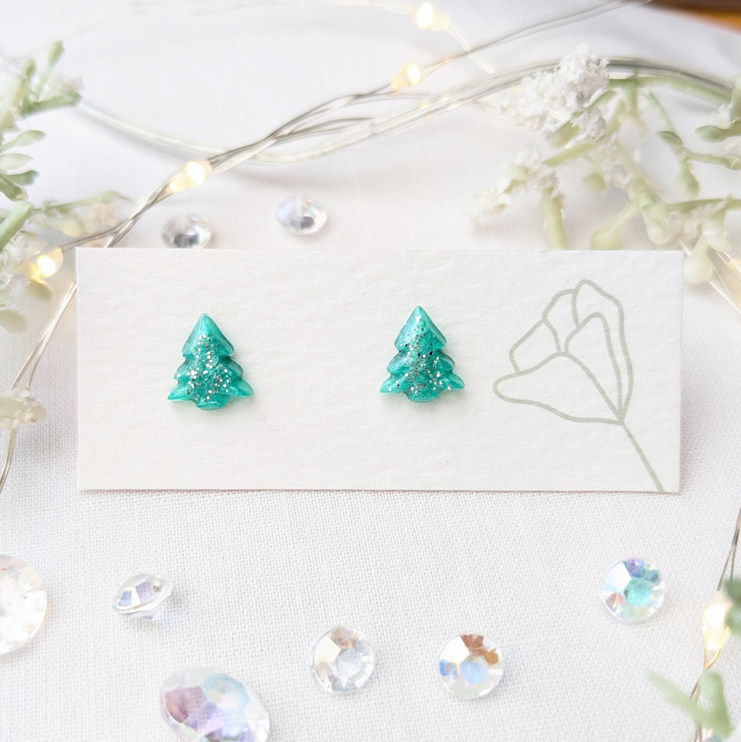 Christmas tree stud earrings