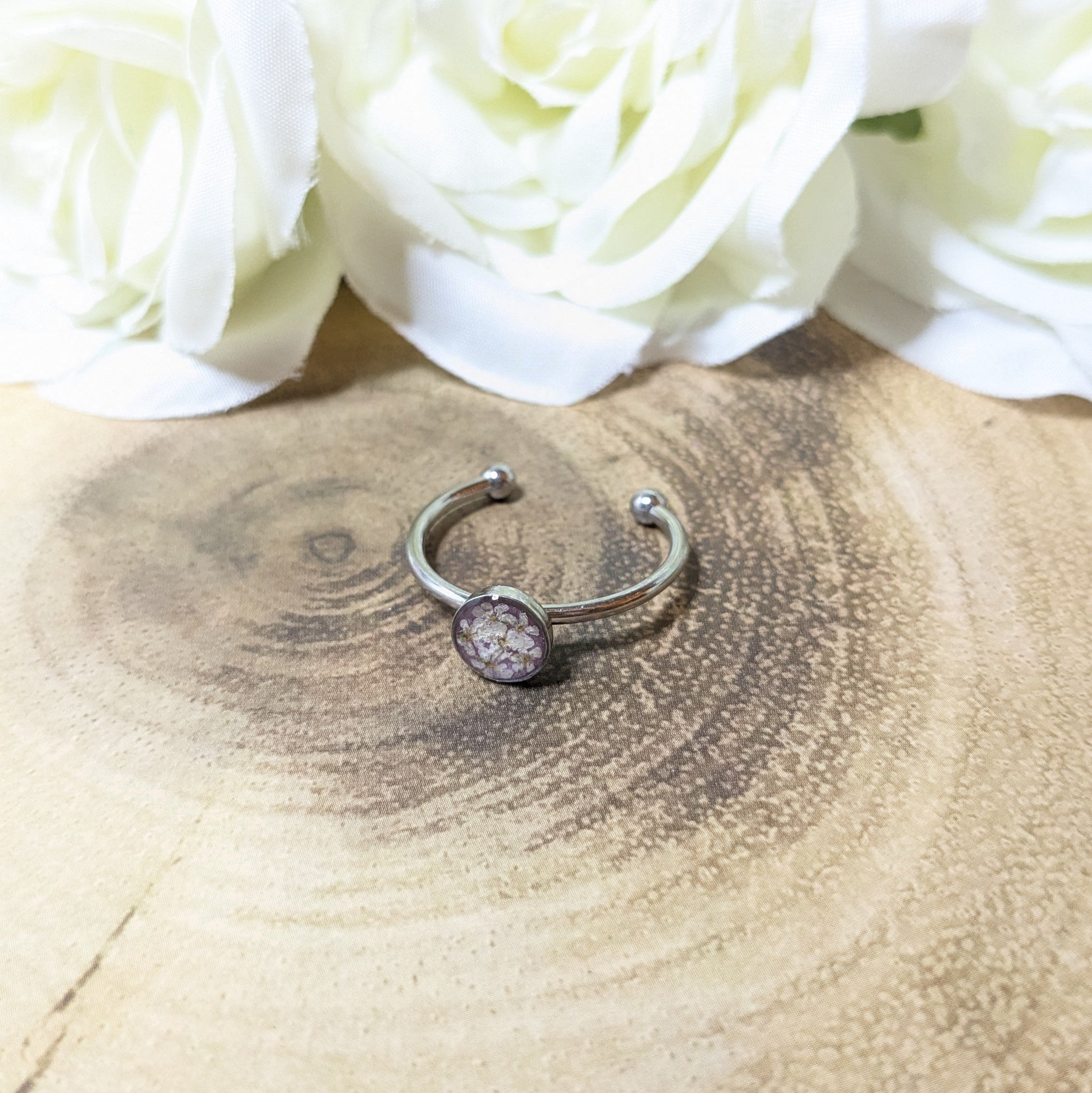 Queen Anne lace adjustable cuff ring