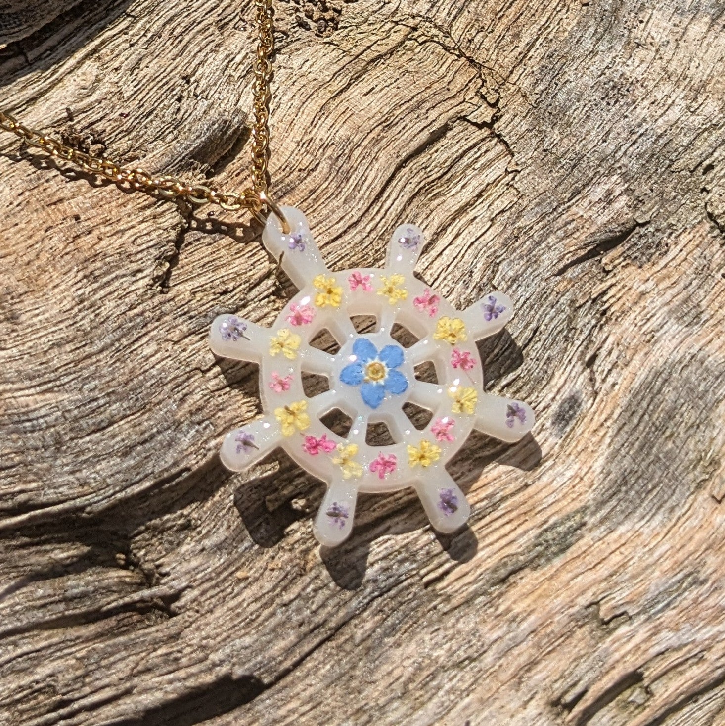 Floral ships Helm necklace