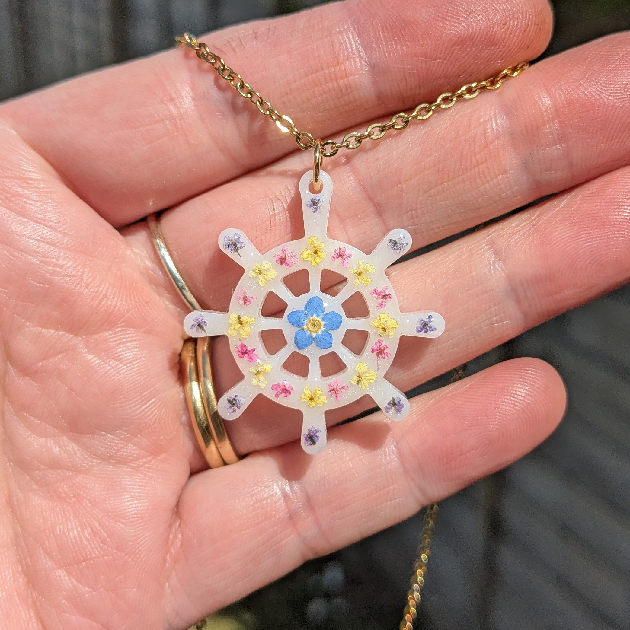 Floral ships Helm necklace