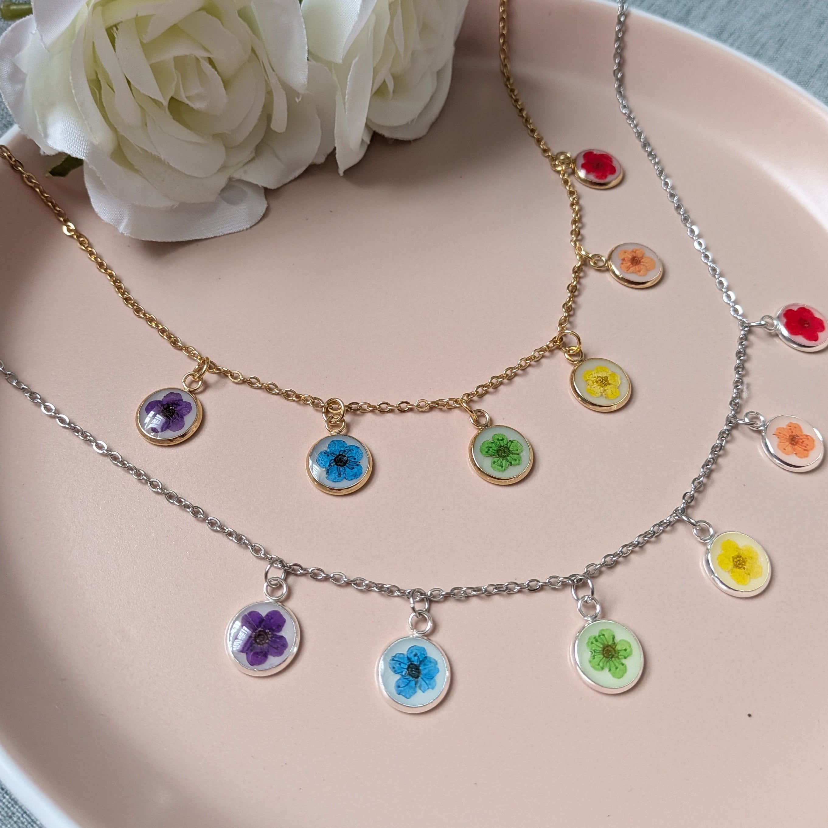 Rainbow blossom necklace