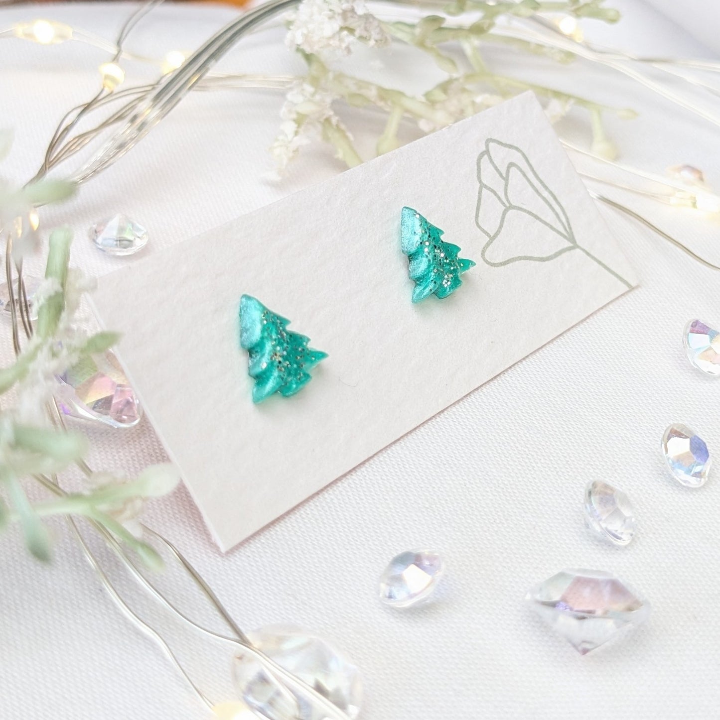 Christmas tree stud earrings