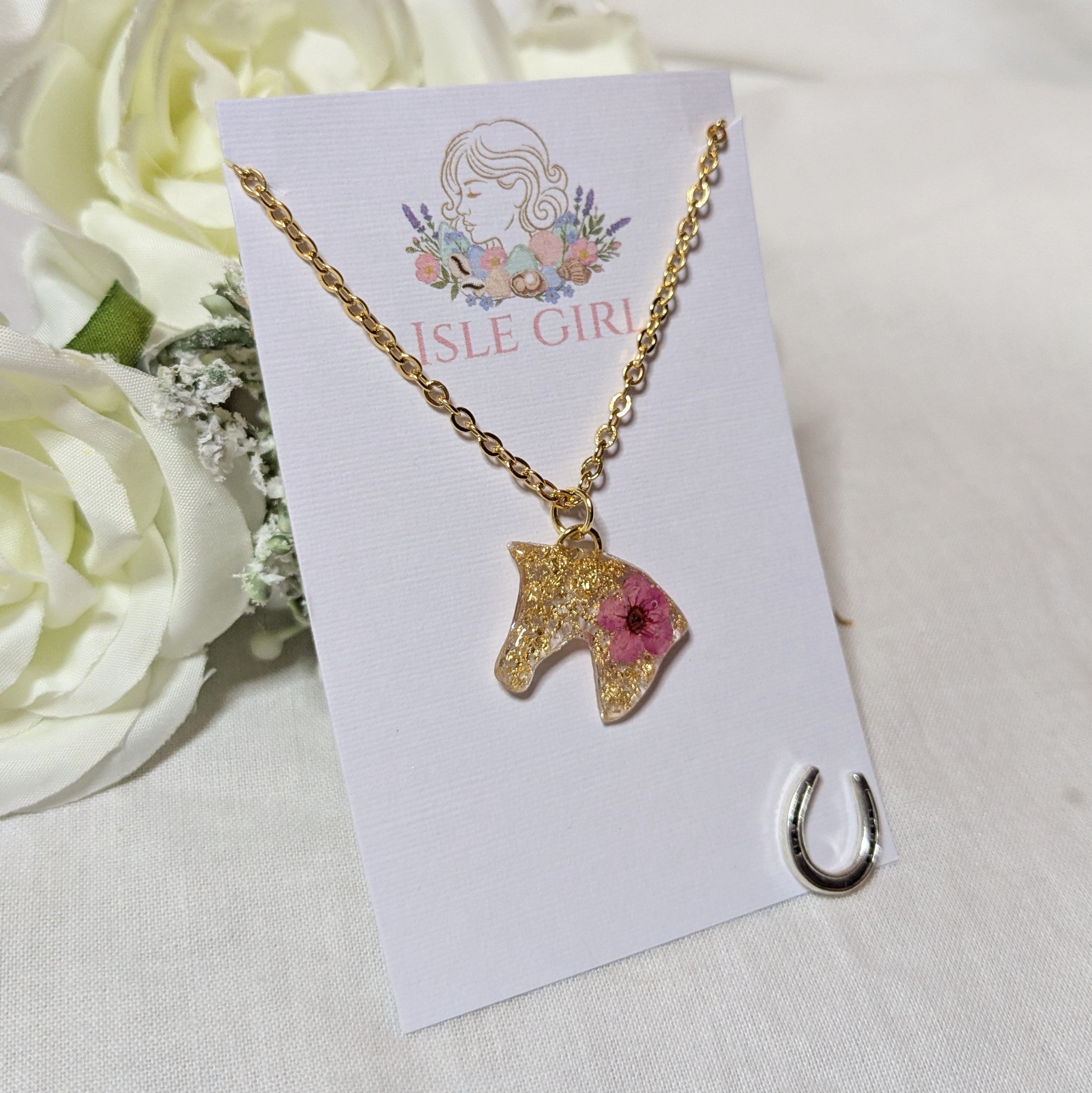 Floral horse necklace