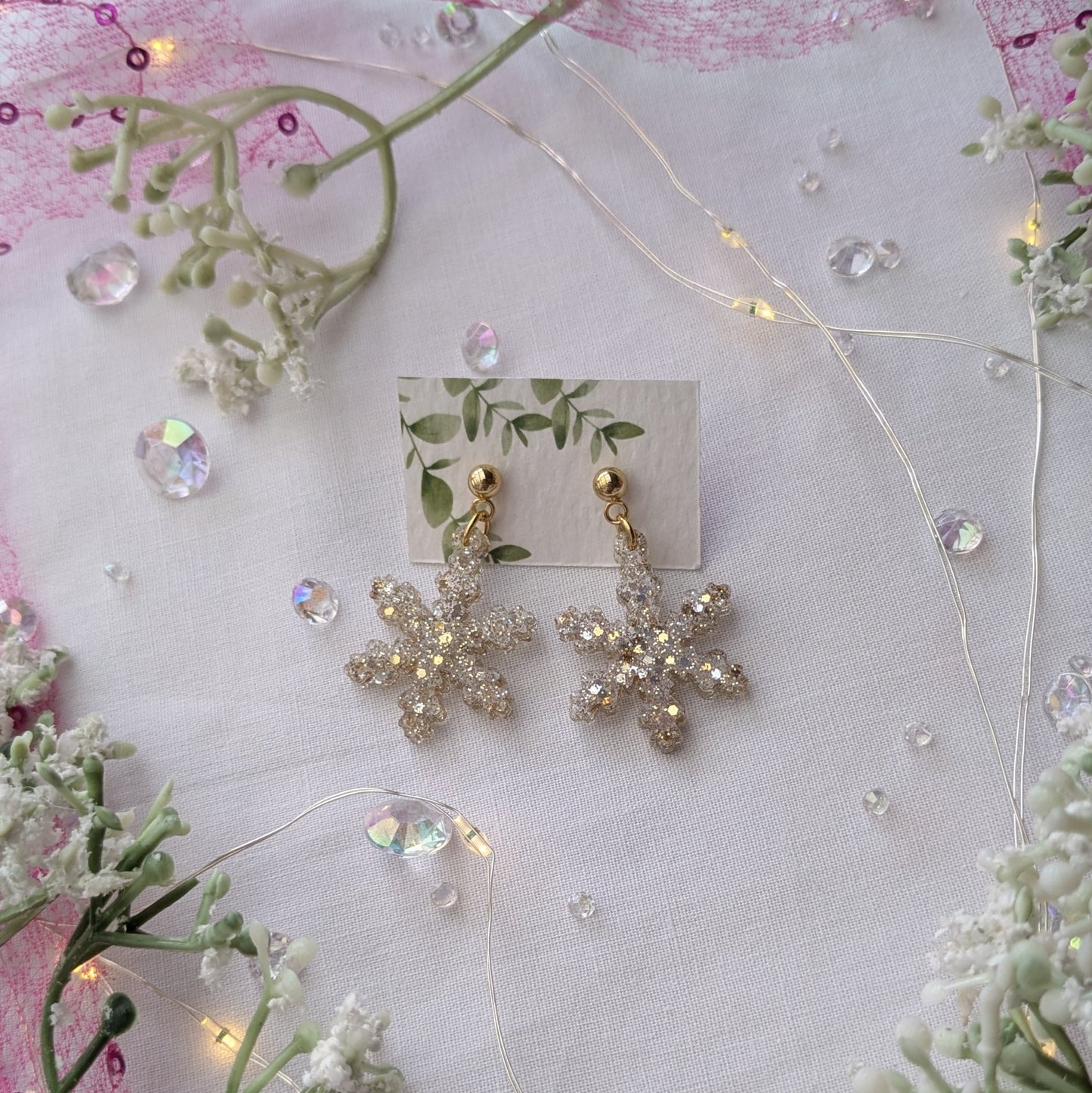 Golden snowflake earrings