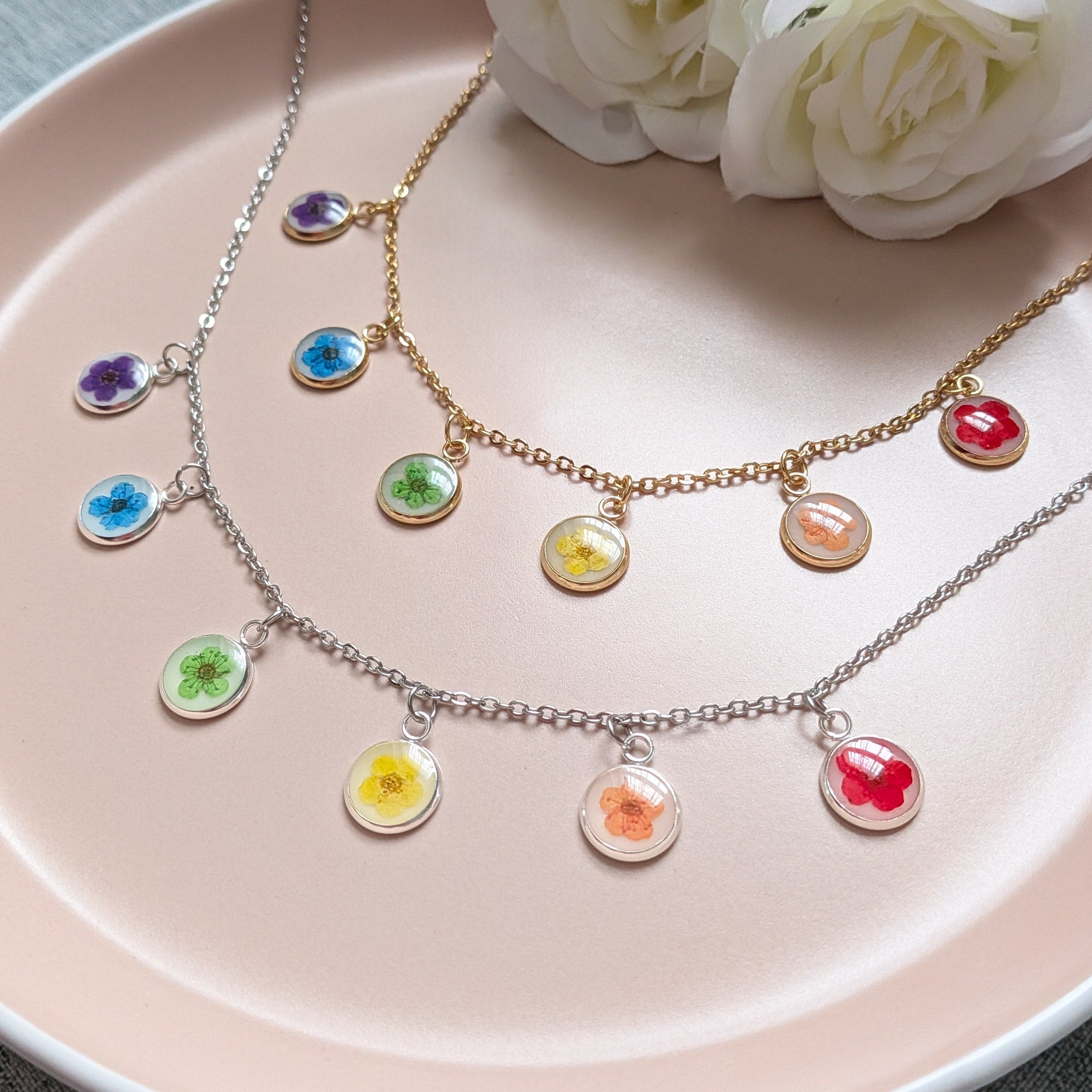 Rainbow blossom necklace