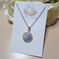 Forget me not and queen Anne lace flower necklace