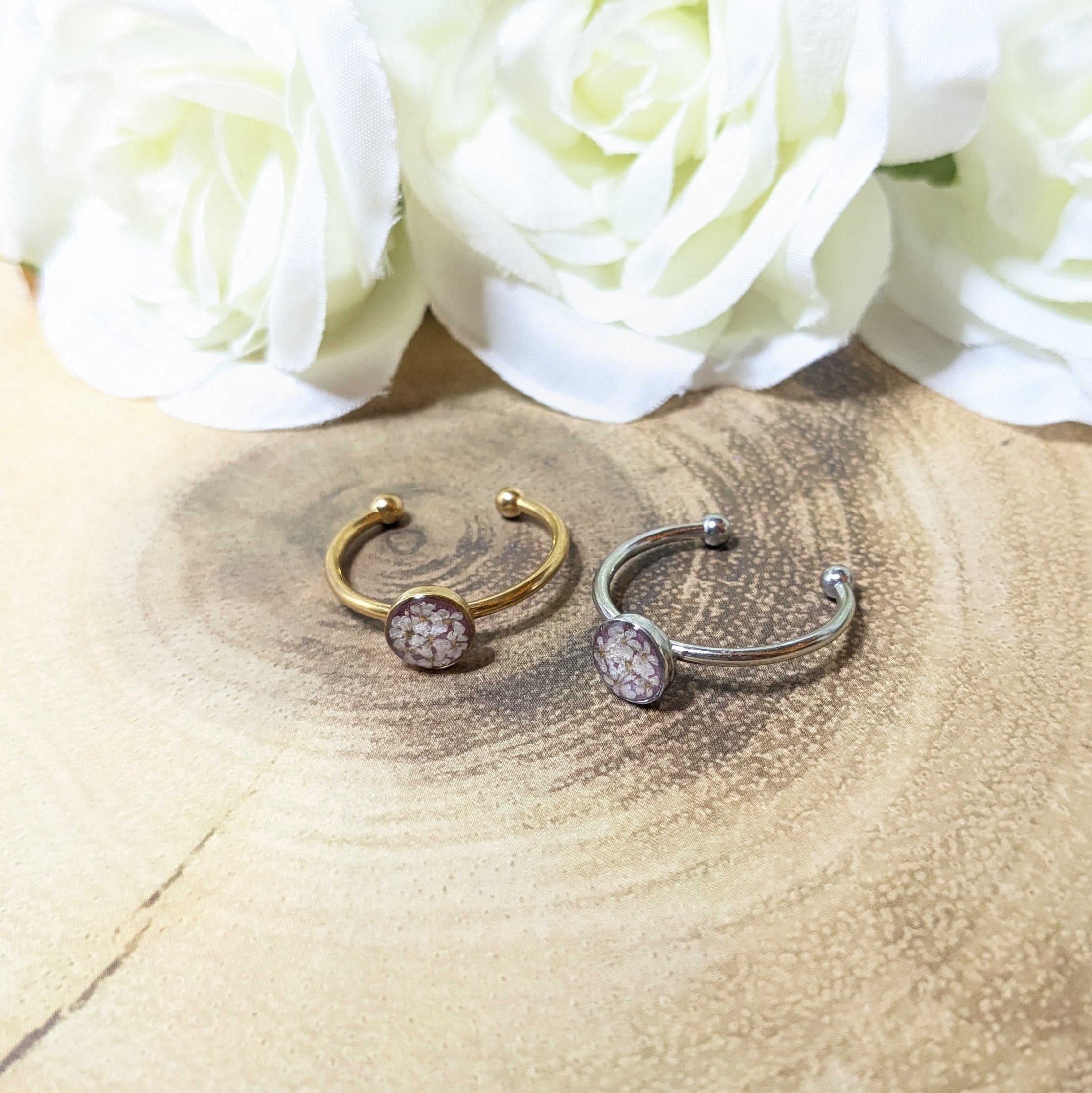 Queen Anne lace adjustable cuff ring