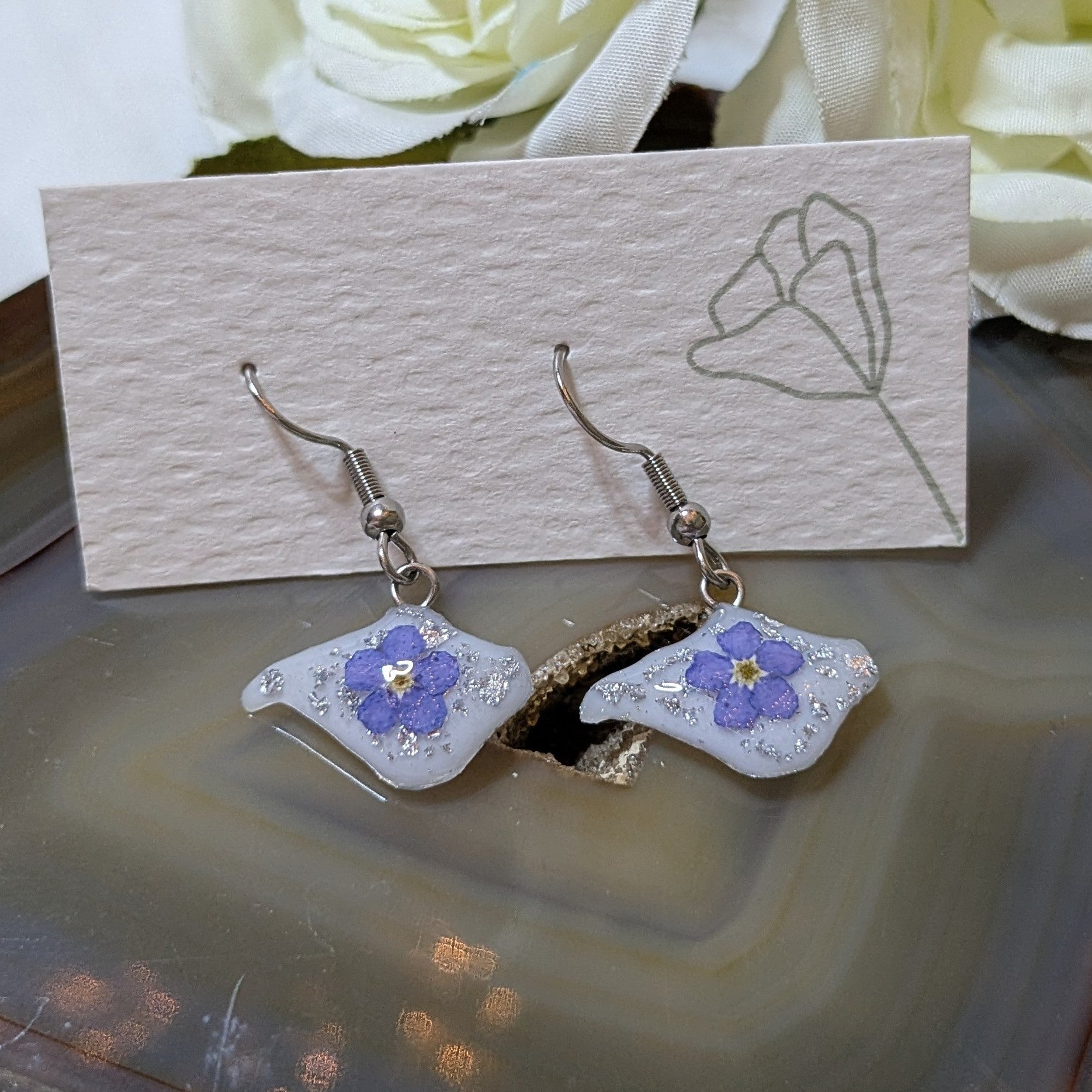 Isle of Wight forget me not dangle earrings