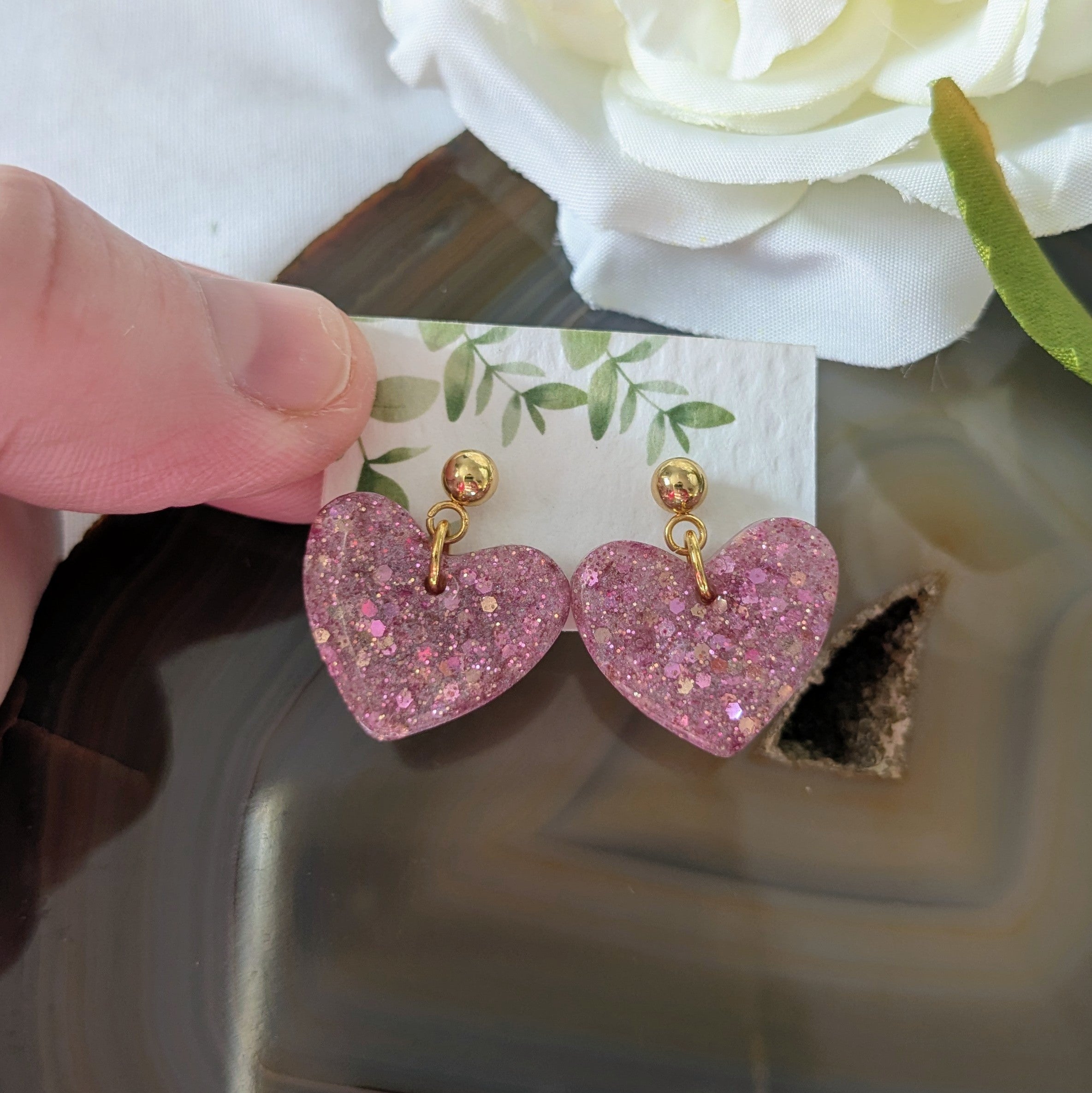 Sparkling heart earrings