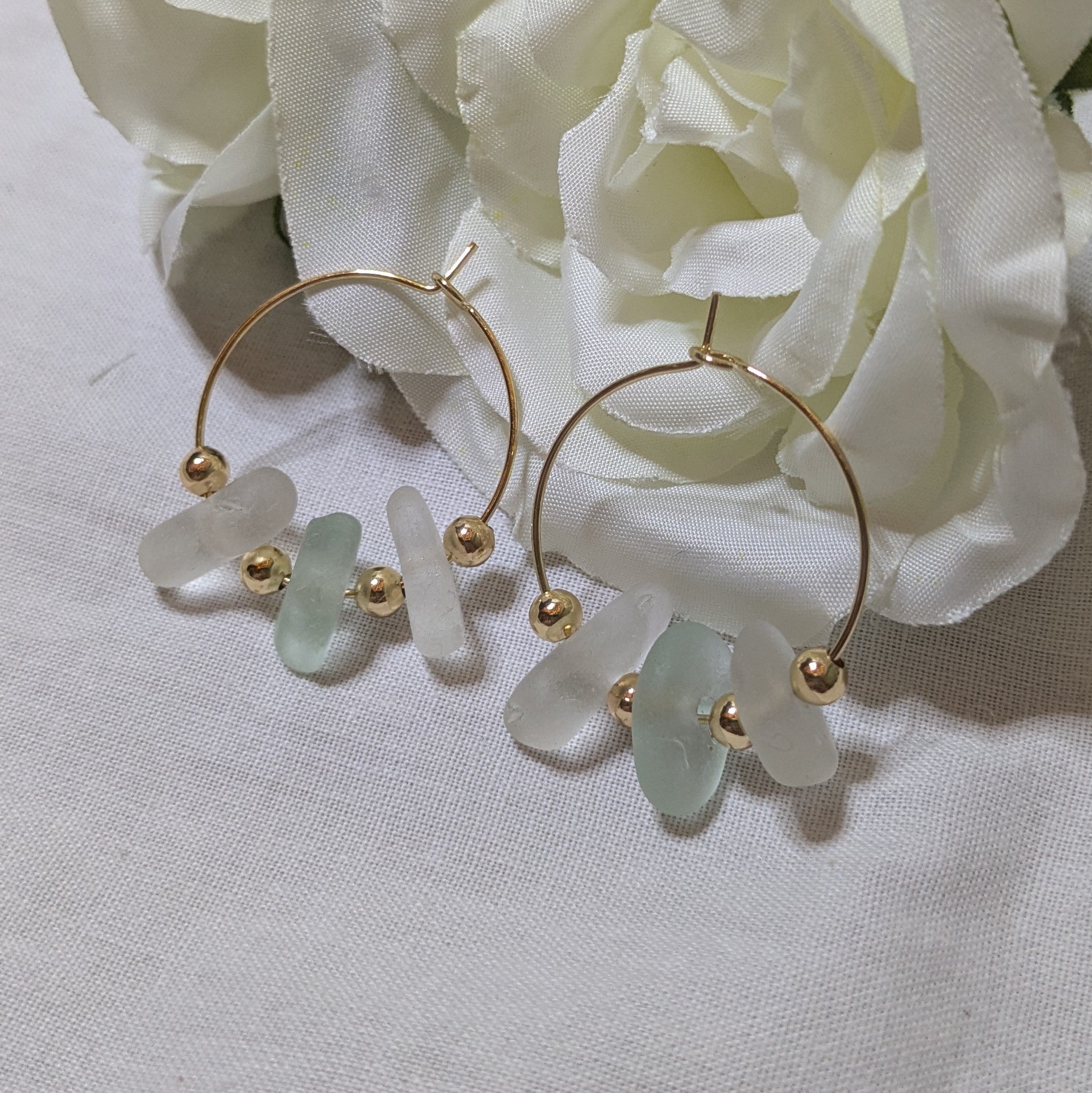 Isle of Wight sea glass hoop earrings